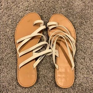 White slip on sandals